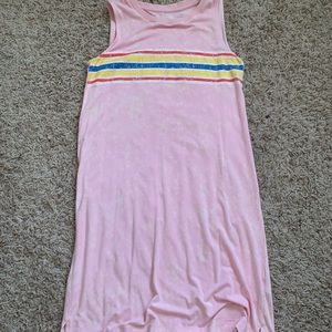 Pink striped acid wash dress